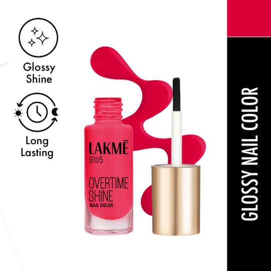 Lakme 9 to 5 Primer + Gloss Nail Colour - Red Carnival (6 ml)