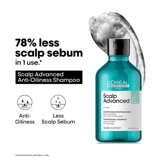 L'OREAL PROFESSIONNEL Scalp Advanced Anti-Oiliness Dermo-Purifier Shampoo (300 ml) for Oily Scalps