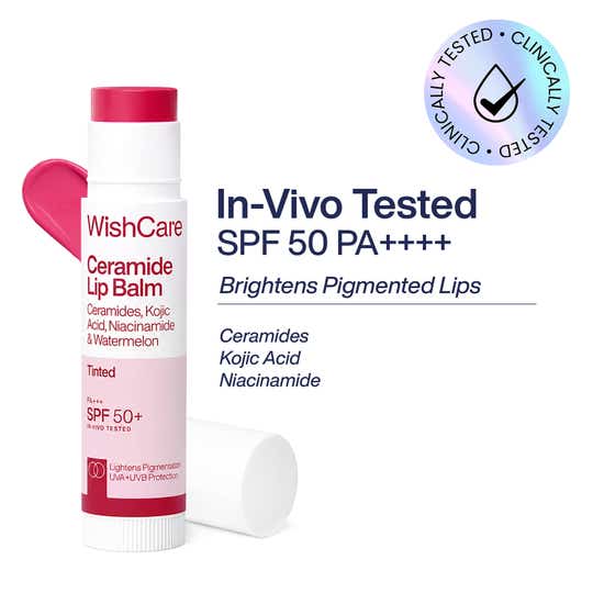 WishCare Tinted Ceramide Lip Balm for Dark Pigmented Lips with SPF50 PA+++ Heals Chapped Lips (5 g)
