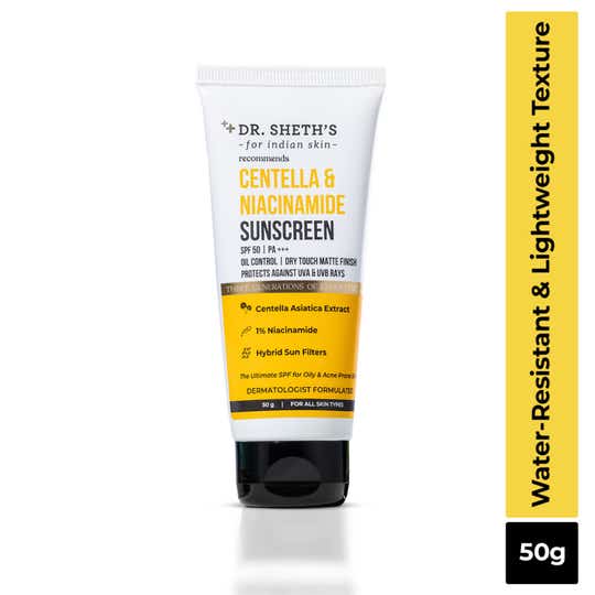 Dr. Sheth's Centella & Niacinamide Oil & Acne Control Sunscreen SPF 50 PA+++ (50g)
