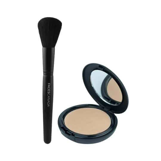 Faces Canada Face Makeup Combo - Expert Cover Powder - Beige (9g) and 1 Powder Brush