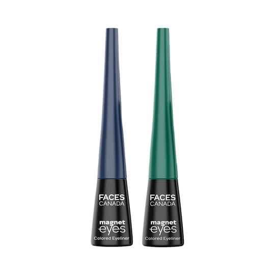 Faces Canada Magneteyes Color Eyeliners Pack of 2 Elegant Green and Dazzling Blue (4ml x 2) Combo