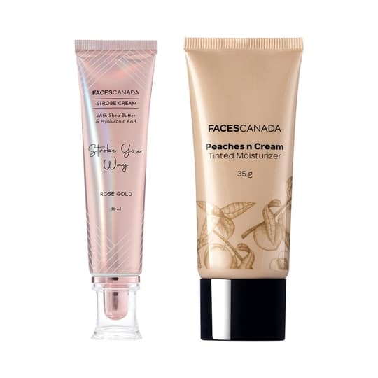 Faces Canada 2-Step Glow Getter Makeup Kit - Rose Gold Strobe Cream(30 ml), Tinted Moisturizer(35 g)