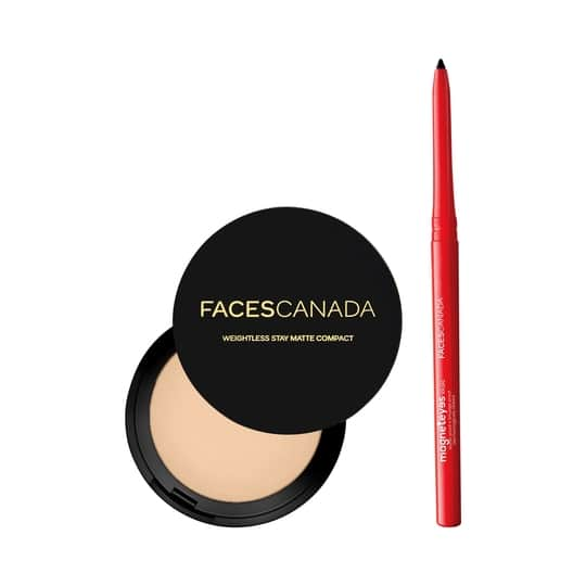 Faces Canada Eye & Face Combo - Magneteyes Kajal + Weightless Compact (Natural)