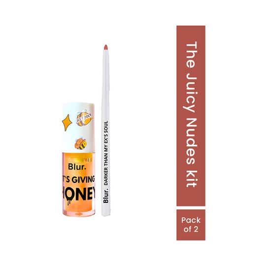 Blur India Lip Oil & Lipliner Combo - Honey & Nude Brown (2 pcs)