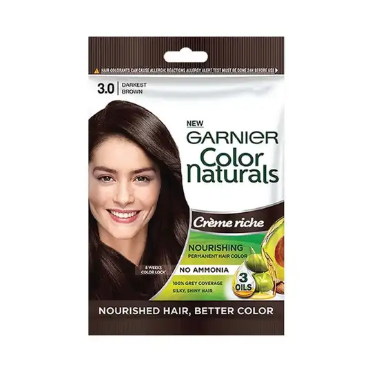 Garnier Color Naturals Creme Riche Sachet - Shade 3 Darkest Brown (60g)