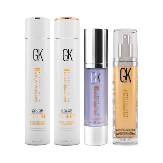 GK Hair Moisturizing Shampoo and Conditioner (300 ml), Cashmere (50 ml), Curls Defineher Spray Combo