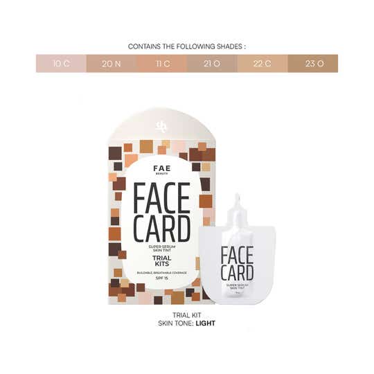 FAE Beauty Face Card Skin Tint Serum Foundation Trial Kit - Light to Medium (6 pcs)