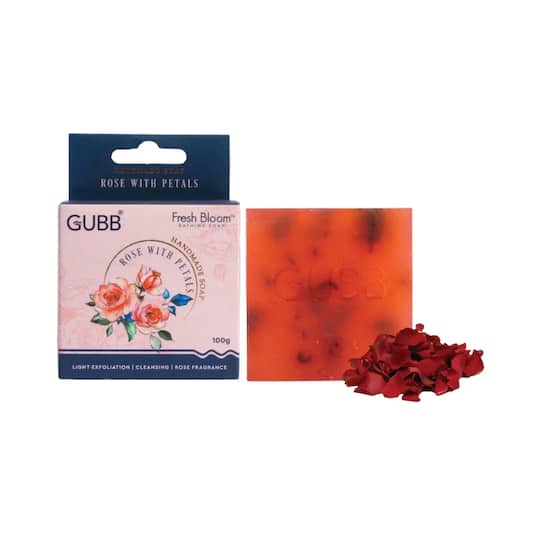 GUBB Fresh Bloom Handmade Bathing Soap with Rose & Petals (100g)