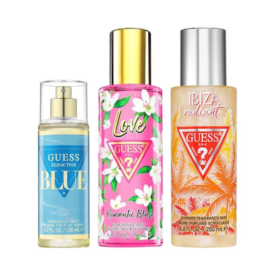 Guess Love Sun + Seductive Blue + Destination Ibiza Body Mist (Pack of 3)
