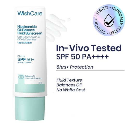 WishCare Niacinamide Oil-Balance Sunscreen SPF50PA++++ In-Vivo Tested Light & Matte Oily Skin (50 g)
