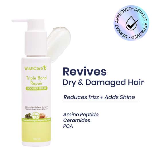 WishCare Triple Bond Repair Booster Hair Serum for Dry and Frizzy Hair Repairs Damaged Hair (100 ml)