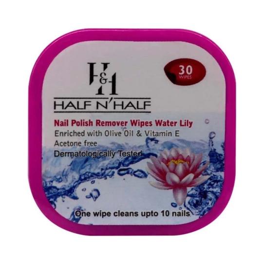 Half N Half Water Lily Nail Polish Remover Wipes - (30 Pcs)