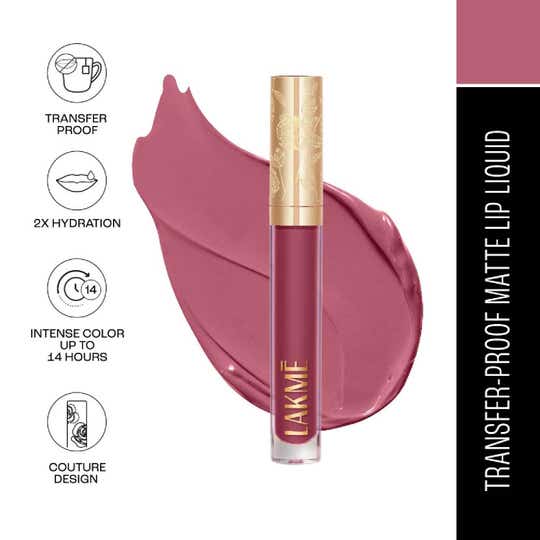 Lakme Rouge Bloom Matte Liquid Lipstick - Blushing Bae 204 (3.5 ml)