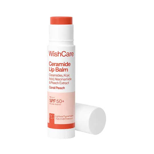 WishCare Tinted Ceramide Lip Balm with SPF50 PA++++ Kojic Acid & Niacinamide - Coral Peach (5 g)