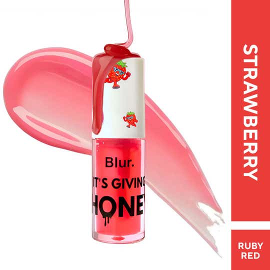 Blur India  It's Giving Honey Lip Oil, Juicy Lip Oil, Strawberry - Deep Pink (5 ml)