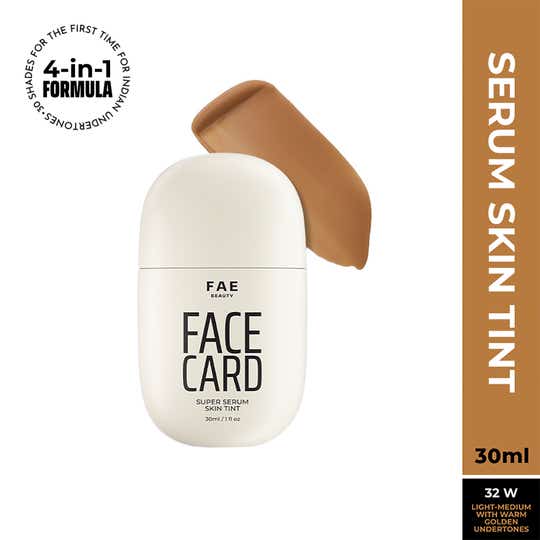 FAE BEAUTY Face Card 4-in-1 Super Serum Skin Tint With Dewy Finish, Shade - 32W - Warm (30 ml)
