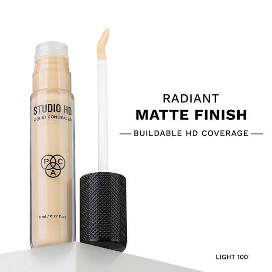 PAC Studio HD Liquid Concealer Radiant Matte Longwear Buildable Coverage - HD Light 100 (8 ml)