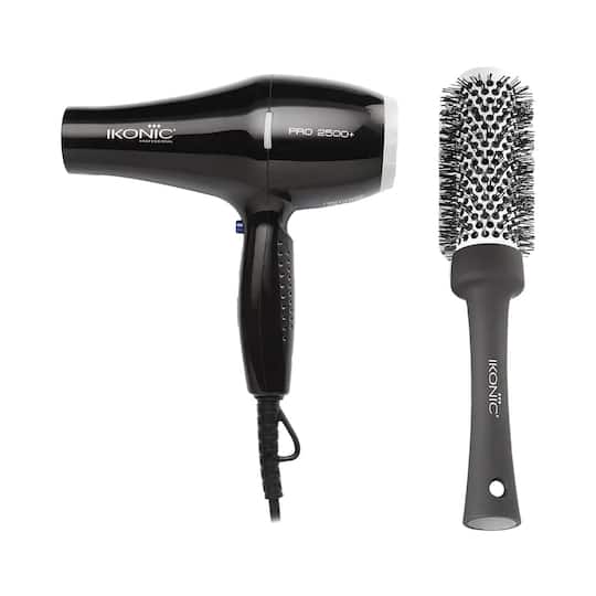 Ikonic Professional 2500+ Pro Black Hair Dryer and BDB 32 Blow Dry Brush Combo