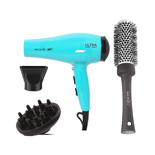 Ikonic Professional Ultralight 2000 Teal Hair Dryer and BDB 32 Blow Dry Brush Combo
