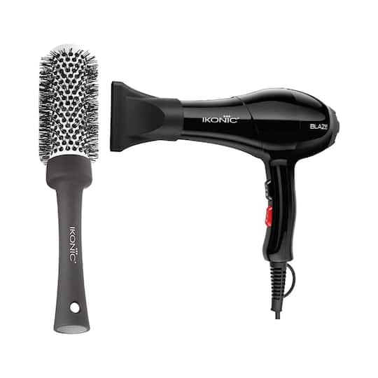 Ikonic Professional Blaze Black Hair Dryer and BDB 43 Blow Dry Brush Combo