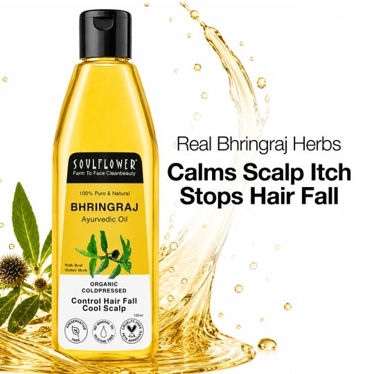 Soulflower Coconut & Sesame Coldpressed Pure Natural Bhringraj Hair Oil - (120ml)