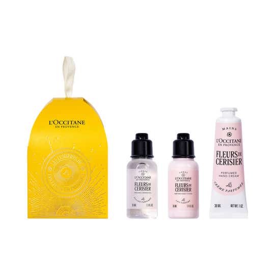 L'occitane Fleurs de Cerisier (Cherry Blossom) Ornament Bath & Body Care Gift Set (3 pcs)