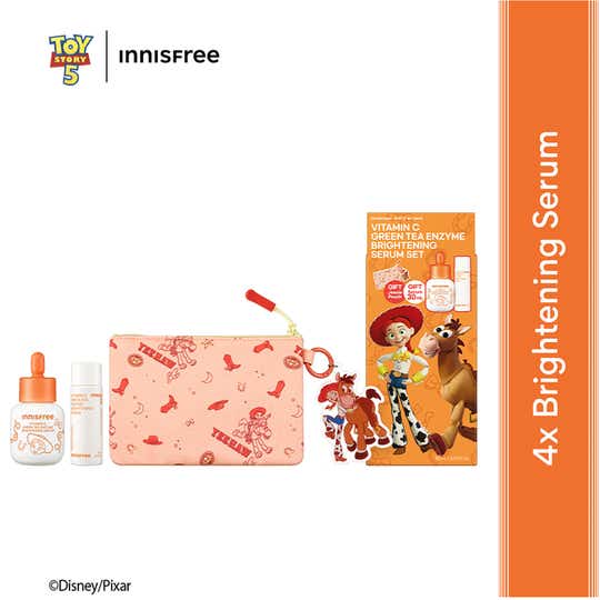 Innisfree Vitamin C Green Tea Enzyme Brightening Serum Set with Jessie Pouch (3 pcs)