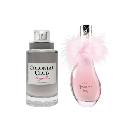 Jeanne Arthes Combo Set : Colonial Club Signature Eau de Toilette for Men, Love Generation Sexy Eau de Parfum for Women (2 pcs)