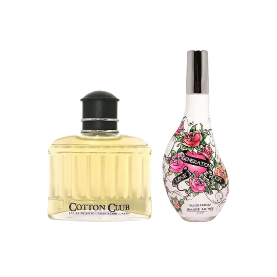 Jeanne Arthes Combo Set : Cotton Club Pour Homme Eau de Toilette for Men, Love Generation Rock Eau de Parfum for Women (2 pcs)