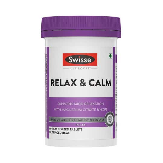 Swisse Relax and Calm Tablets 300mg Magnesium Citrate with Hops and Inositol (60 Tablets)