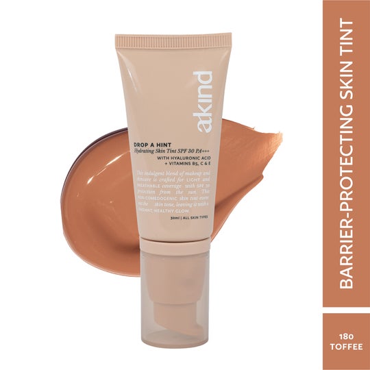 Akind Drop A Hint Hydrating Skin Tint SPF 30 PA+++ Dewy Skin & Sun Protection - 180 Toffee (30ml)