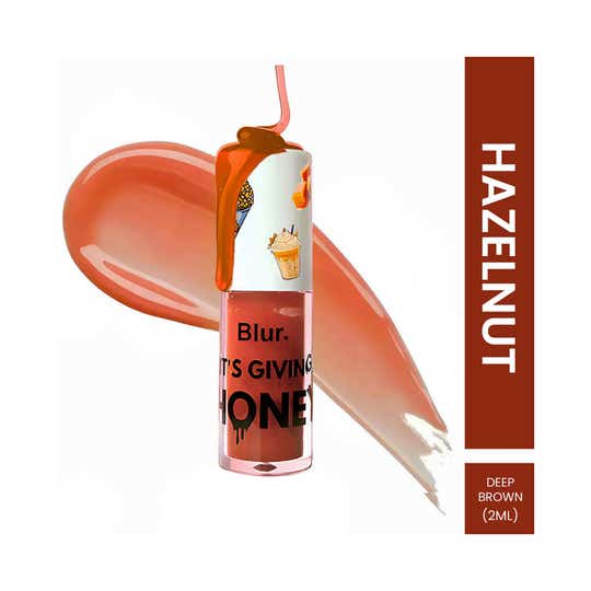 Blur India It's Giving Honey Tinted Lip Oil with Free Stickers - Hazelnut Brown (2 ml)