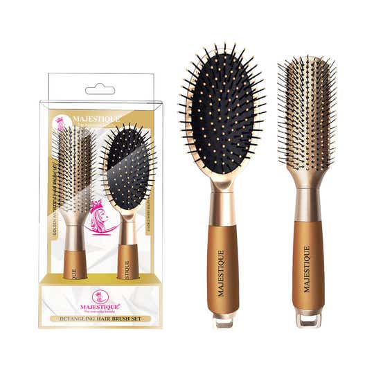 Majestique Golden Antistatic Hair Brush Set (2 pcs)