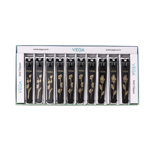 Vega Large Nail Clipper with Curved Blades for Manicure & Pedicure Pack of 10 (LNCB-03) (490 g)