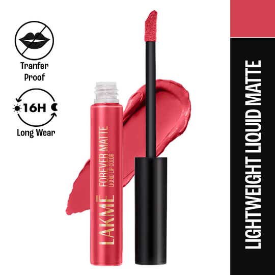 Lakme Forever Matte Liquid Lip 16hr Lipstick Lightweight & Transferproof - Coral Candy (5.6 ml)