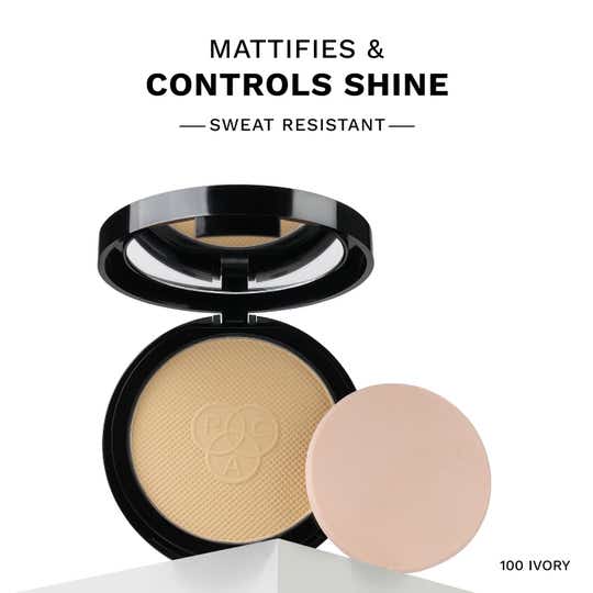 PAC Matte Touch Compact Powder Buildable Coverage Lightweight Sweat Resistant - 100 Ivory (12 g)