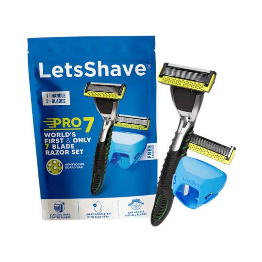 LetsShave Pro 7 World's First 7 Blade Razor for Men with Handle + 2 Blades (4 pcs)