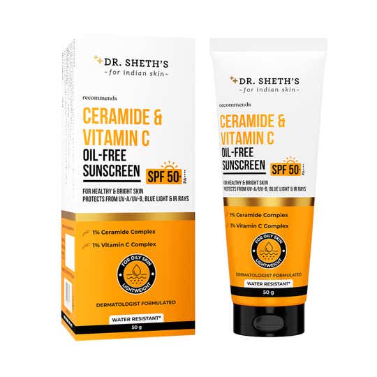 Dr. Sheth's Ceramide & Vitamin C Oil-Free Sunscreen SPF 50+ PA++++ In-Vivo Tested (50g)