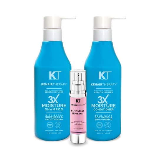 KT Professional 3X Shampoo & Conditioner + Botanical Rose Oil Serum (Pack Of 3) (550 ml) Combo