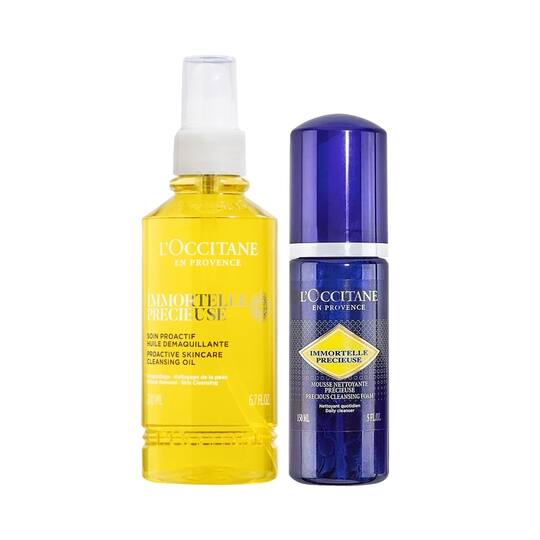 L'occitane Immortelle Precious Double Cleansing Duo Cleansing Oil & Foaming Cleanser Combo