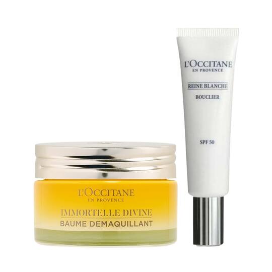 L'occitane Divine & Reine Blanche Brightening Protection Duo Cleansing Balm & SPF Combo