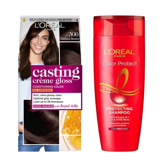 L'Oreal Paris Color & Care Kit (Casting Creme Gloss 300 with Color Protect Shampoo)