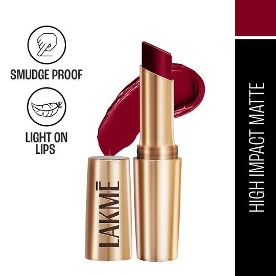 Lakme 9 to 5 Powerplay Priming Matte Lipstick, Lasts 16hrs, Burgundy Passion (3.6g)