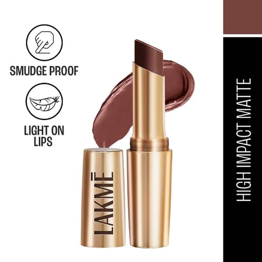 Lakme 9 to 5 Powerplay Priming Matte Lipstick, Lasts 16hrs, Brown Walnut (3.6g)