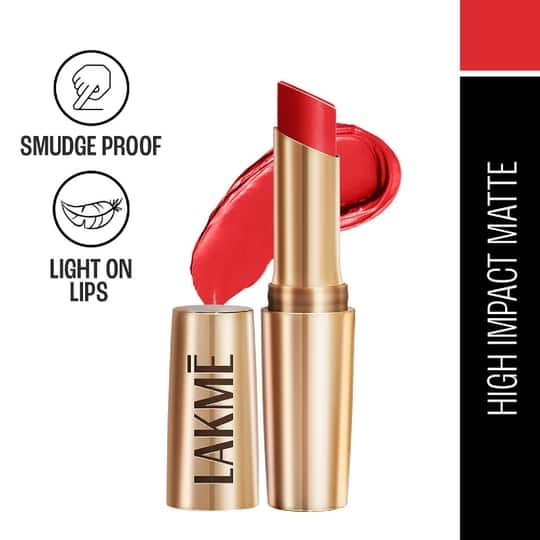 Lakme 9 to 5 Powerplay Priming Matte Lipstick, Lasts 16hrs, Red Letter (3.6g)