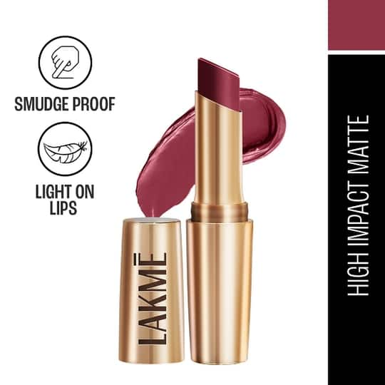 Lakme 9 to 5 Powerplay Priming Matte Lipstick, Lasts 16hrs, Maroon Mix (3.6g)