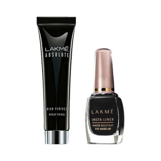 Lakme Absolute Blur Perfect Makeup Primer + Insta Liner Eye Liner - Black Combo