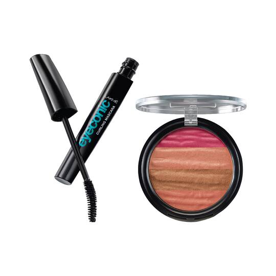 Lakme Absolute Illuminating Blush Shimmer Brick - In Pink + Eyeconic Curling Mascara - Black Combo