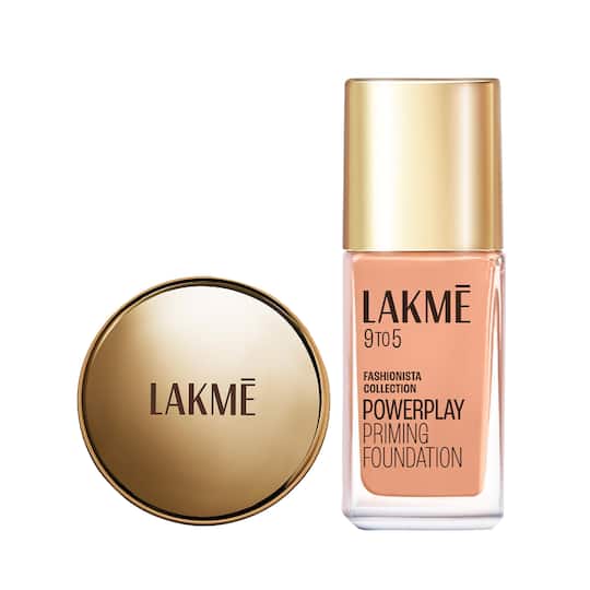Lakme 9 To 5 Primer + Matte Perfect Cover Foundation C100 Cool Ivory & Ivory Cream Compact Combo